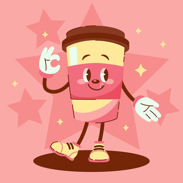 Ilustración de dibujos animados de café dibujado a mano