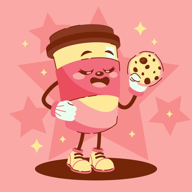 Ilustración de dibujos animados de café dibujado a mano
