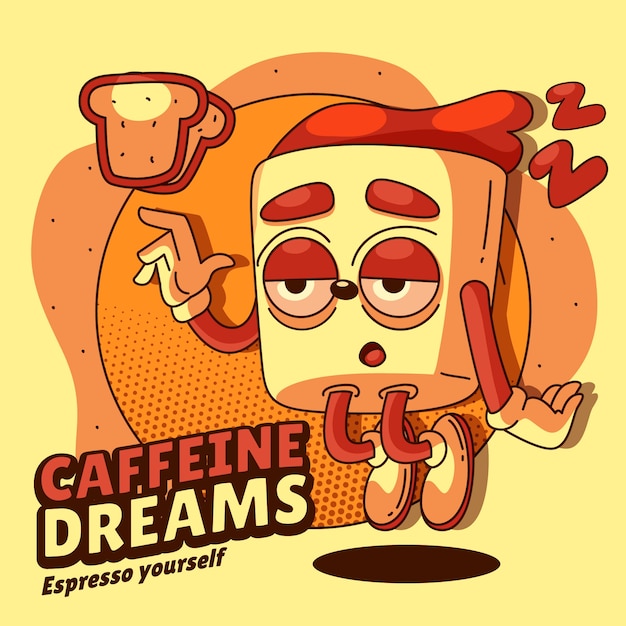 Ilustración de dibujos animados de café dibujado a mano