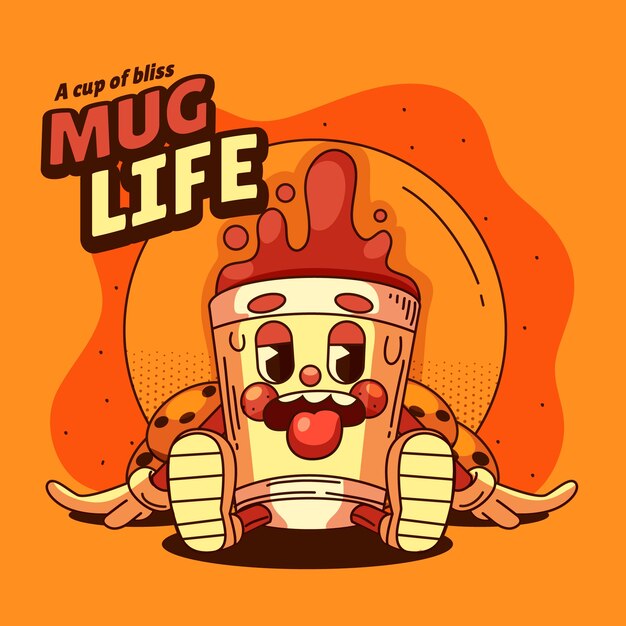 Ilustración de dibujos animados de café dibujado a mano