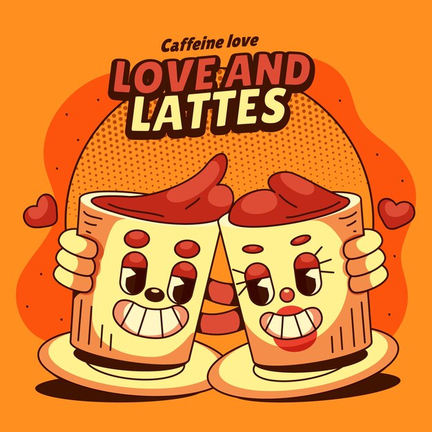 Ilustración de dibujos animados de café dibujado a mano