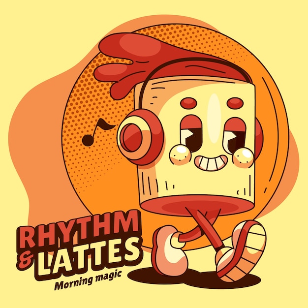 Ilustración de dibujos animados de café dibujado a mano