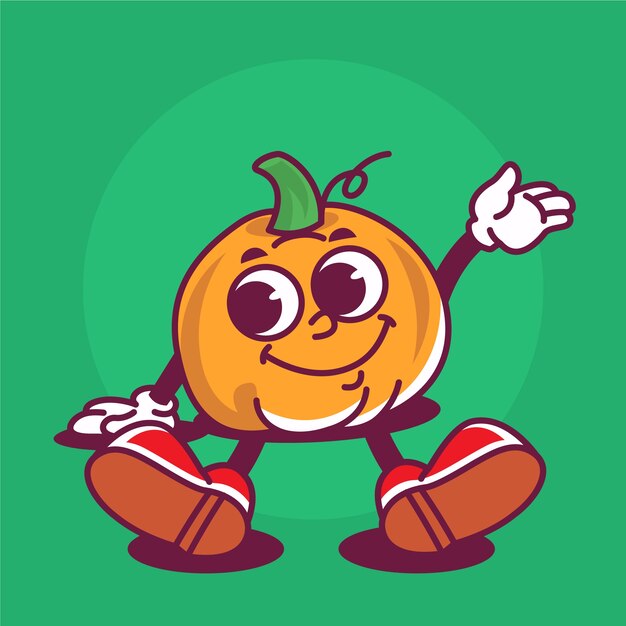 Ilustración de dibujos animados de calabaza dibujada a mano