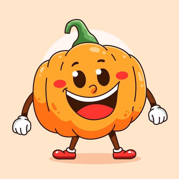 Ilustración de dibujos animados de calabaza dibujada a mano