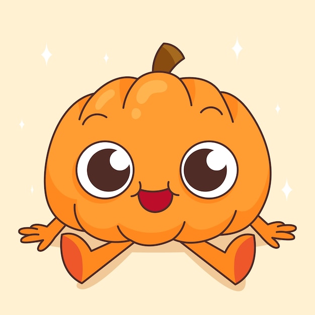 Ilustración de dibujos animados de calabaza dibujada a mano