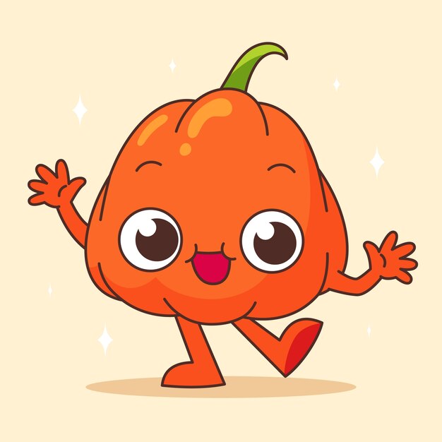 Ilustración de dibujos animados de calabaza dibujada a mano