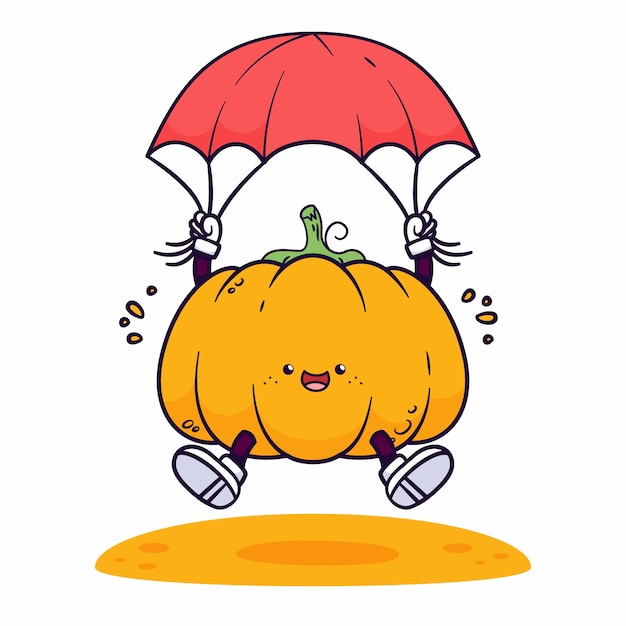 Ilustración de dibujos animados de calabaza dibujada a mano