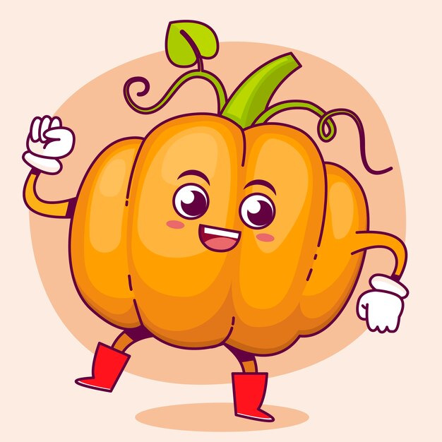 Ilustración de dibujos animados de calabaza dibujada a mano