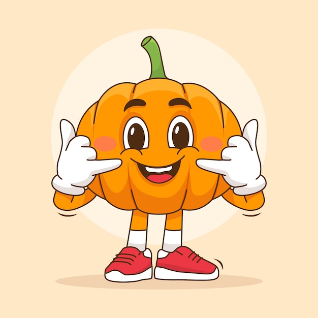 Ilustración de dibujos animados de calabaza dibujada a mano