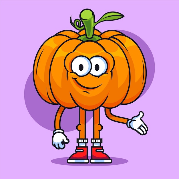 Ilustración de dibujos animados de calabaza dibujada a mano
