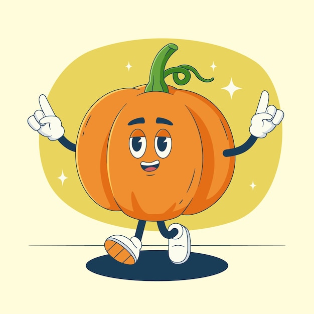 Ilustración de dibujos animados de calabaza dibujada a mano