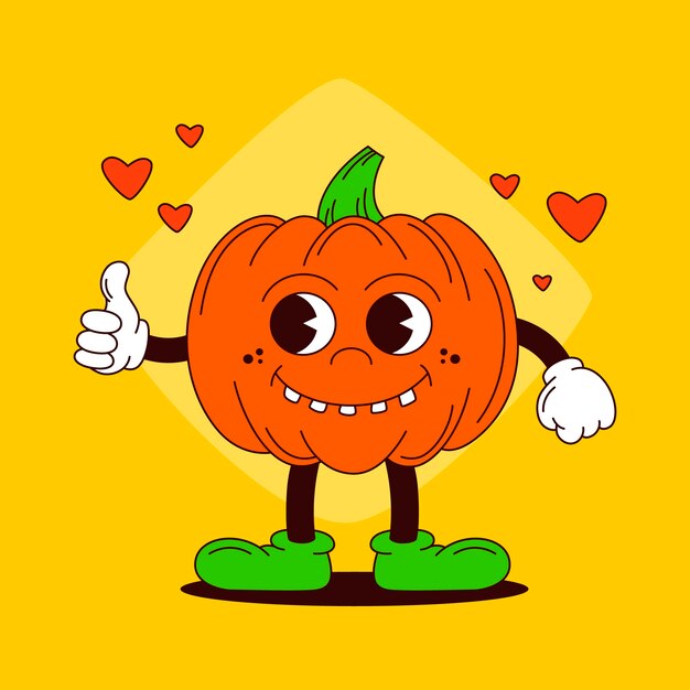 Ilustración de dibujos animados de calabaza dibujada a mano
