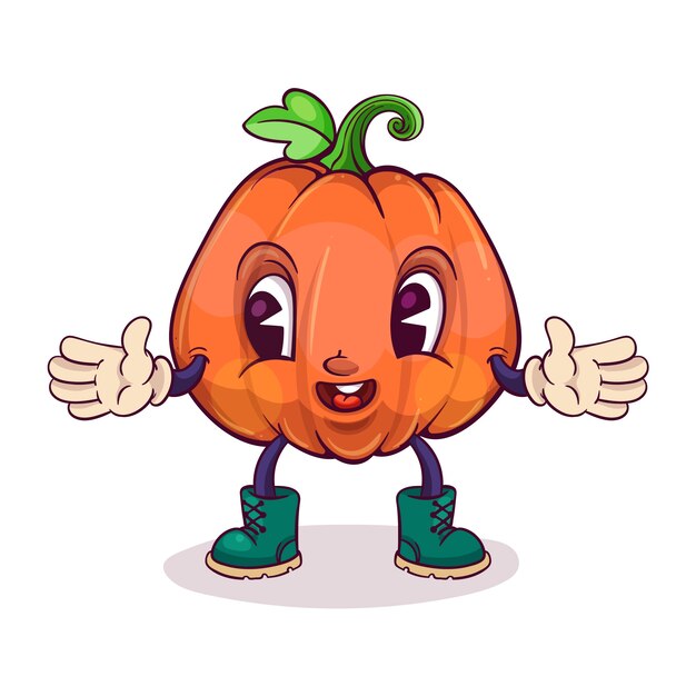 Ilustración de dibujos animados de calabaza dibujada a mano