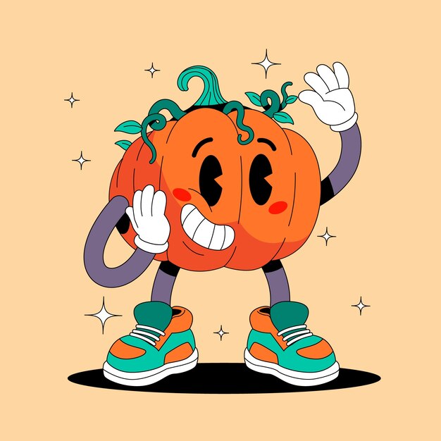 Ilustración de dibujos animados de calabaza dibujada a mano