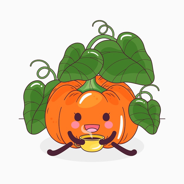 Ilustración de dibujos animados de calabaza dibujada a mano