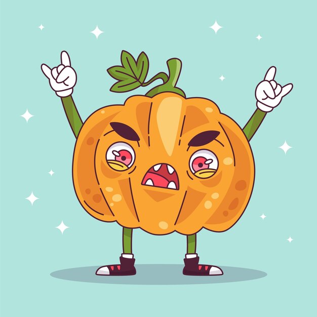 Ilustración de dibujos animados de calabaza dibujada a mano