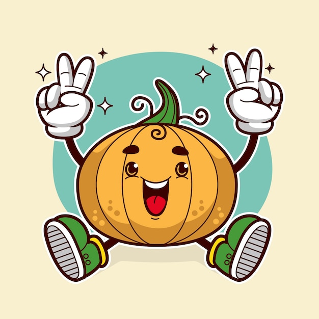 Ilustración de dibujos animados de calabaza dibujada a mano