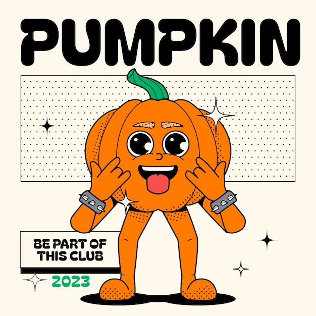Ilustración de dibujos animados de calabaza dibujada a mano