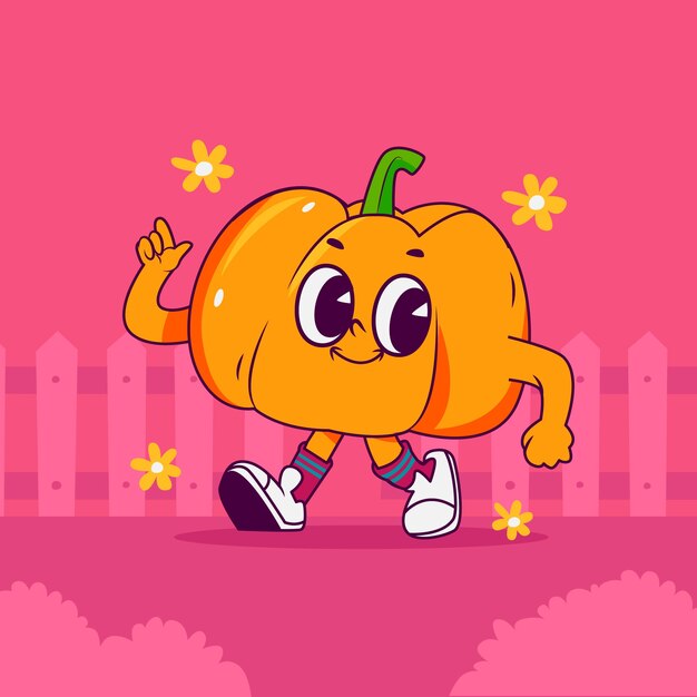 Ilustración de dibujos animados de calabaza dibujada a mano