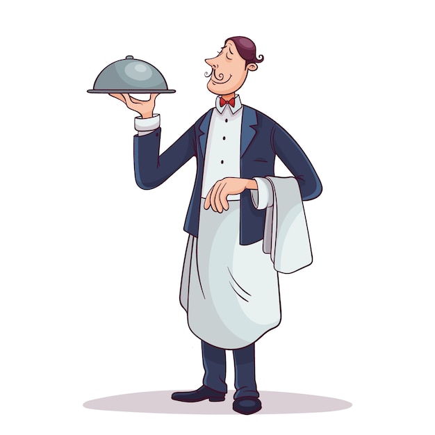 Ilustración de dibujos animados de camareros dibujados a mano