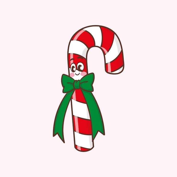 Vector gratuito ilustración de dibujos animados de caña de caramelo dibujada a mano