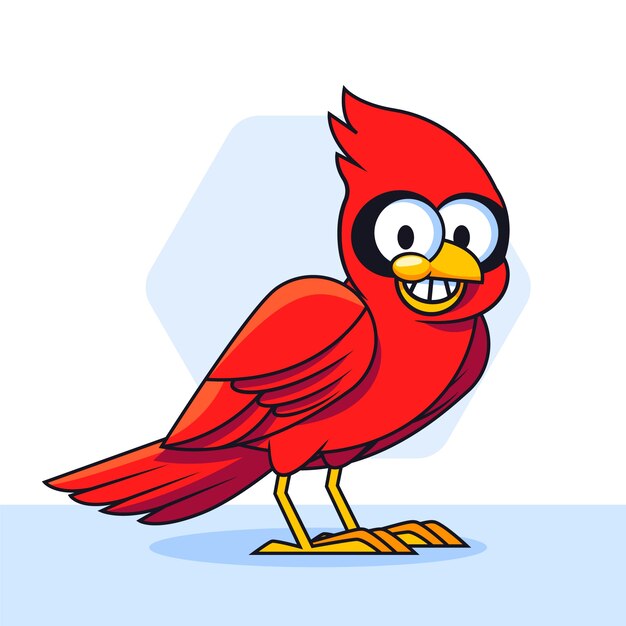 Ilustración de dibujos animados del cardenal dibujada a mano