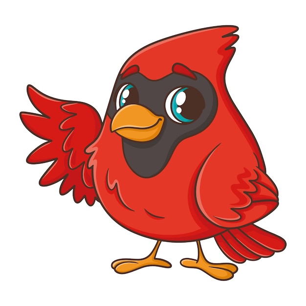 Ilustración de dibujos animados del cardenal dibujada a mano