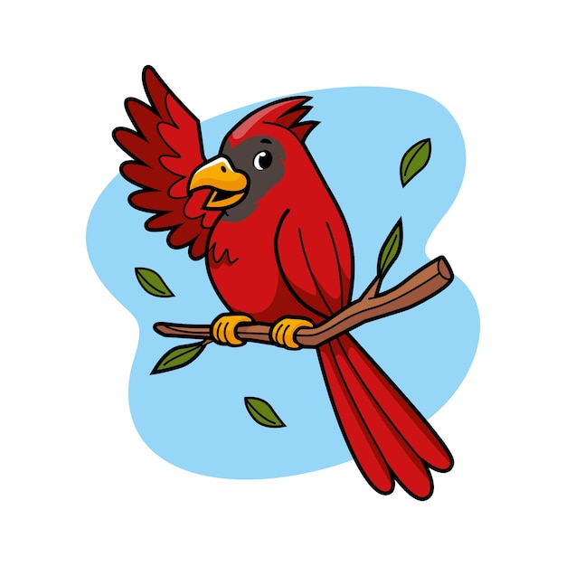 Ilustración de dibujos animados cardenal dibujado a mano
