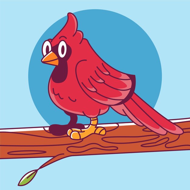 Ilustración de dibujos animados cardenal dibujado a mano