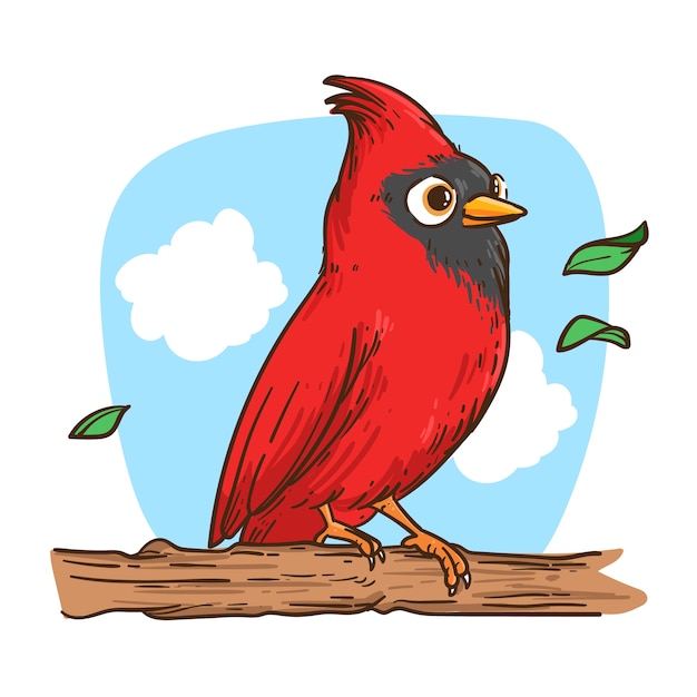 Vector gratuito ilustración de dibujos animados cardenal dibujado a mano