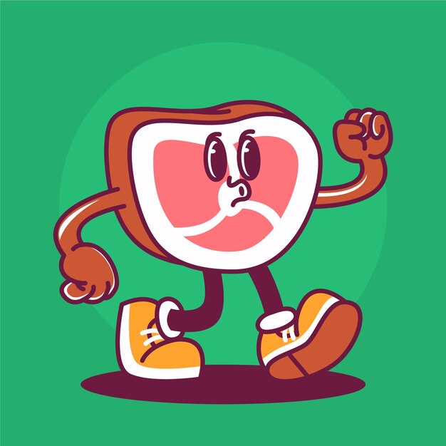 Ilustración de dibujos animados de carne dibujada a mano