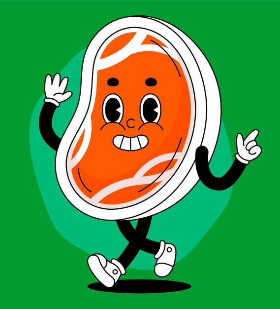 Ilustración de dibujos animados de carne dibujada a mano