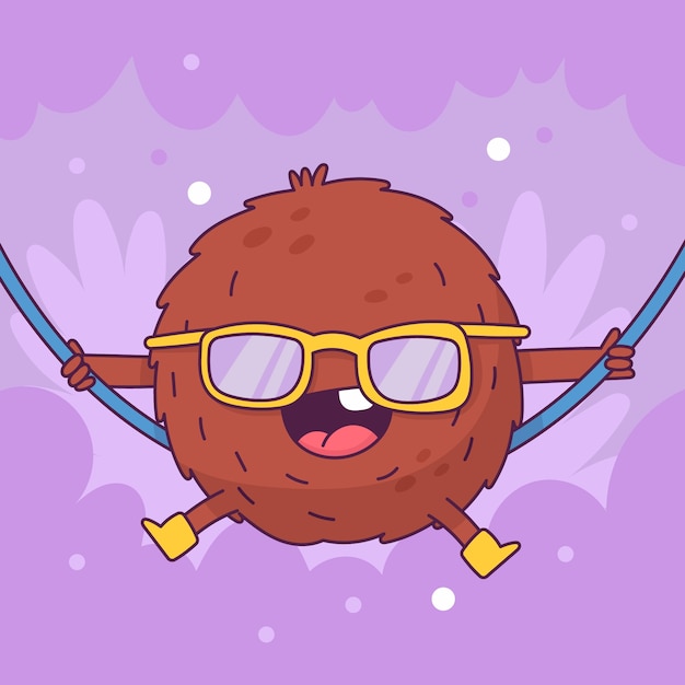 Ilustración de dibujos animados de coco dibujados a mano