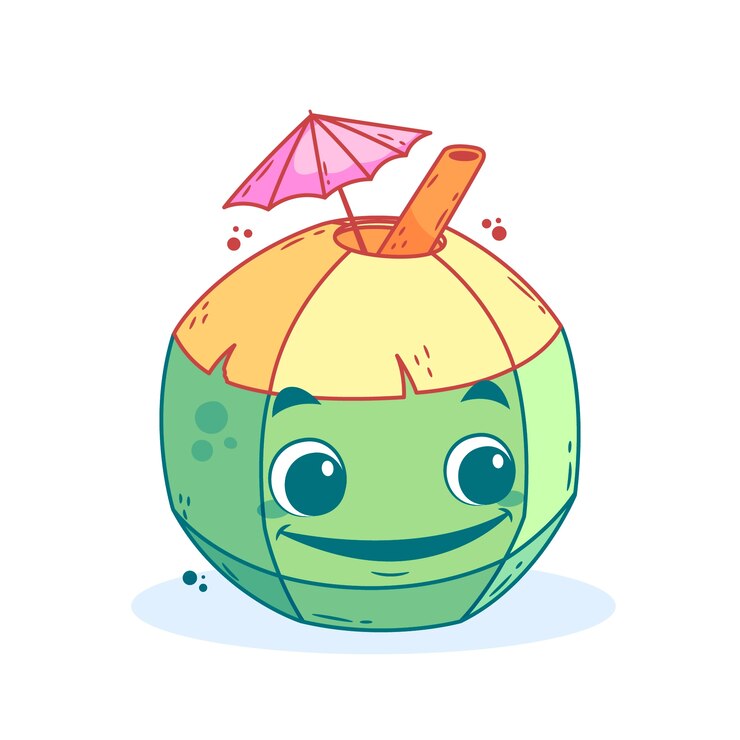 Vector gratuito ilustración de dibujos animados de coco dibujados a mano