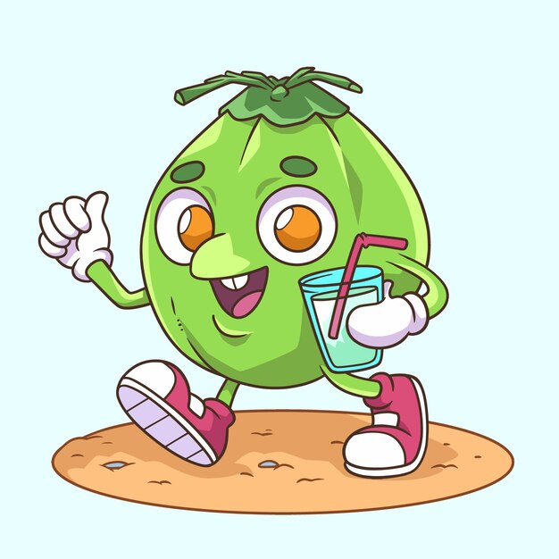 Ilustración de dibujos animados de coco dibujados a mano