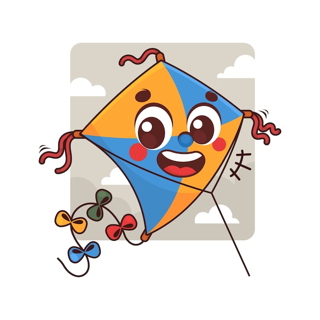 Ilustración de dibujos animados de cometa dibujada a mano