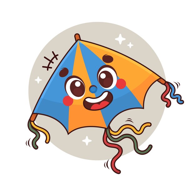 Ilustración de dibujos animados de cometa dibujada a mano