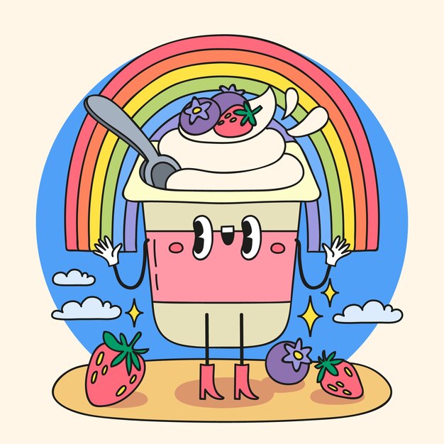 Ilustración de dibujos animados de comida dibujada a mano