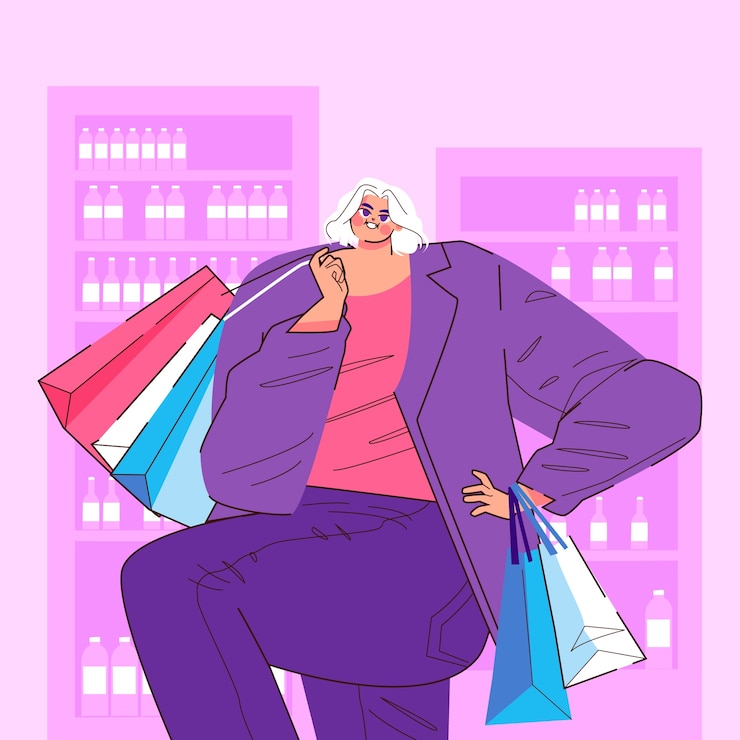 Vector gratuito ilustración de dibujos animados de compras dibujada a mano