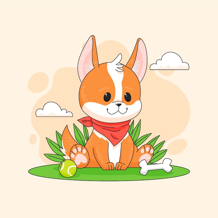 Vector gratuito ilustración de dibujos animados de corgi dibujado a mano