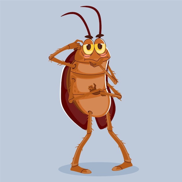 Vector gratuito ilustración de dibujos animados de cucarachas dibujada a mano