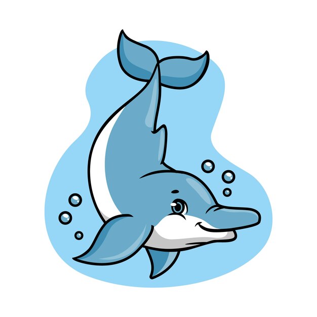 Ilustración de dibujos animados de delfines dibujados a mano