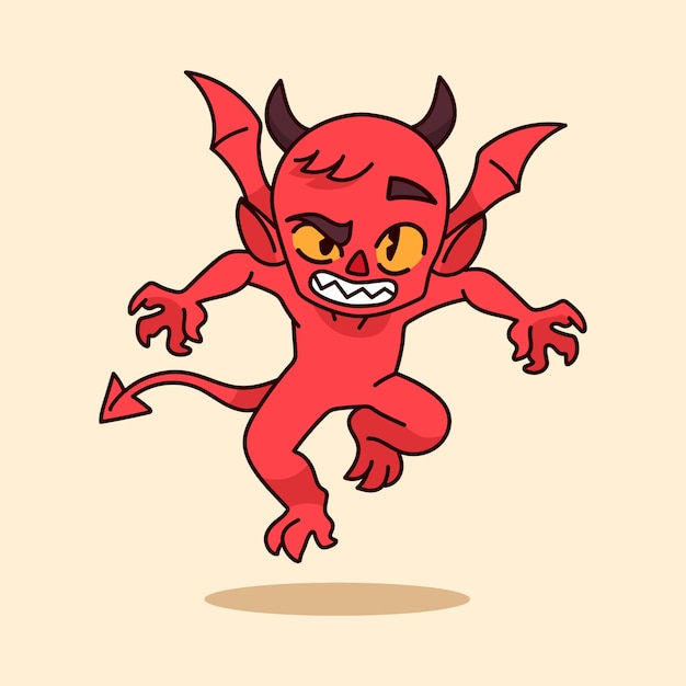 Vector gratuito ilustración de dibujos animados de diablo dibujado a mano