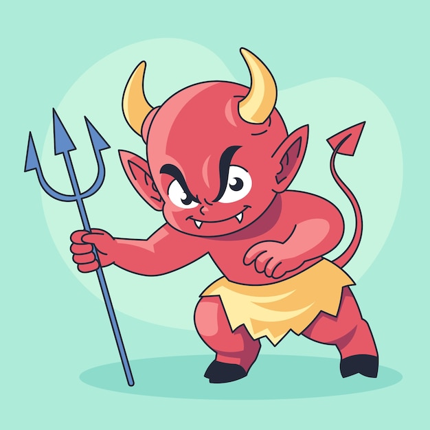 Ilustración de dibujos animados de diablo dibujado a mano