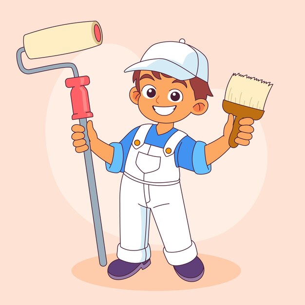 Ilustración de dibujos animados dibujada a mano por un pintor