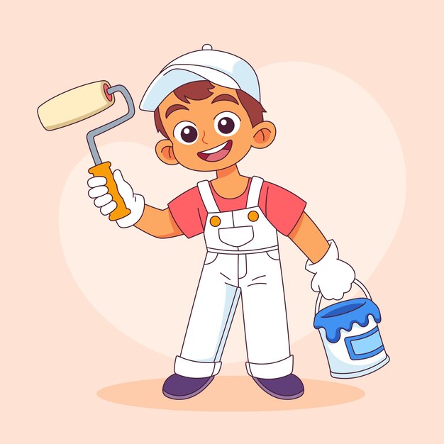 Ilustración de dibujos animados dibujada a mano por un pintor