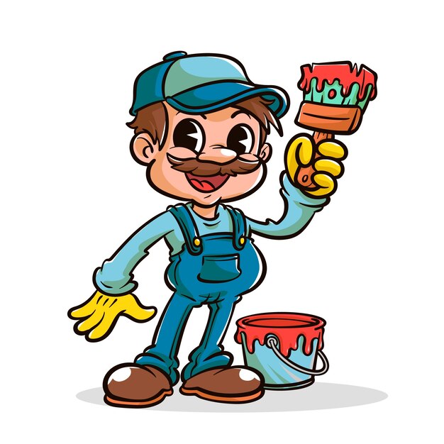 Ilustración de dibujos animados dibujada a mano por un pintor