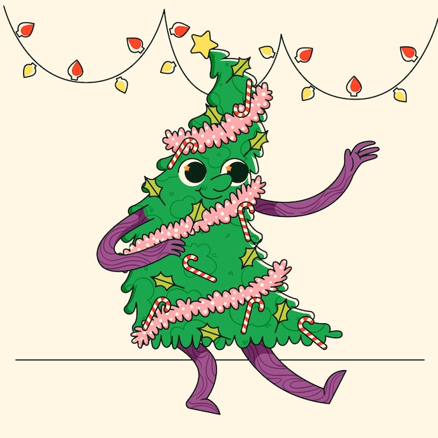 Vector gratuito ilustración de dibujos animados dibujados a mano para la celebración de la temporada navideña
