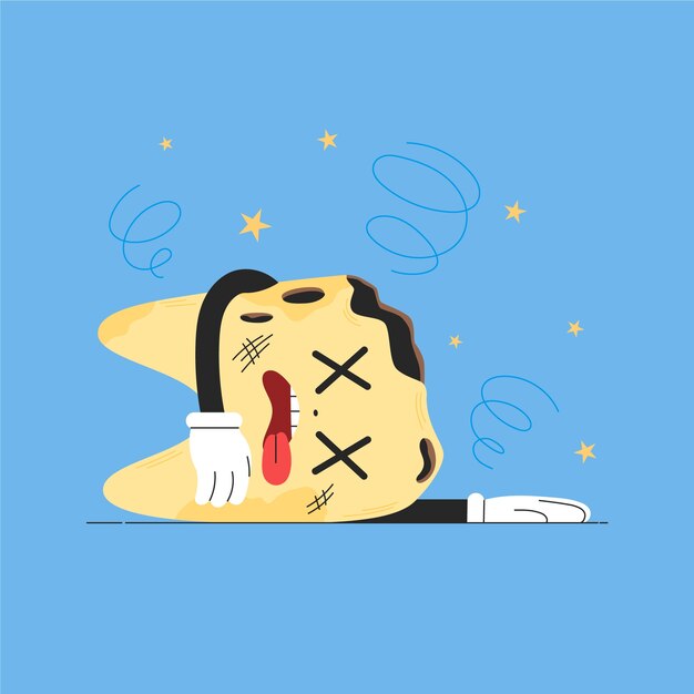 Ilustración de dibujos animados de dientes malos dibujados a mano
