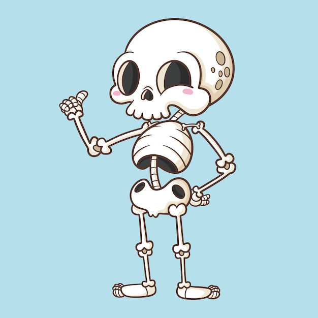 Ilustración de dibujos animados de esqueleto dibujado a mano
